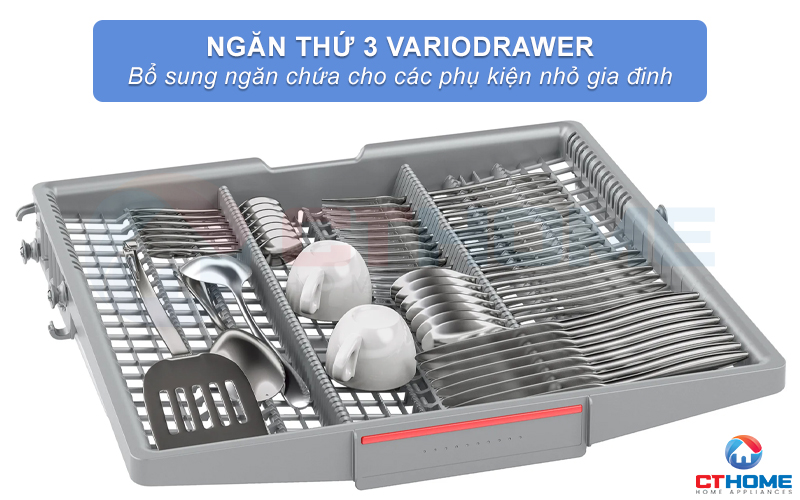 Ngăn chứa thứ 3 VarioDrawer đựng các phụ kiện nhỏ trong gia đình.