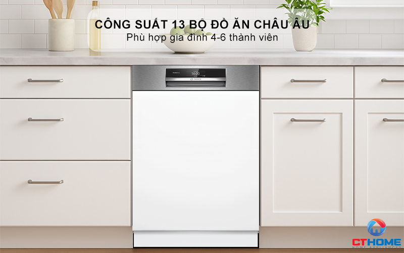 Dung tích chứa lớn, công suất rửa 13 bộ đồ ăn phù hợp gia đình 4-6 người