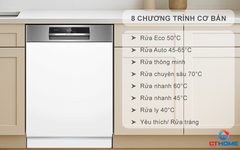 Tùy chọn đa dạng 8 chương trình rửa cơ bản phục vụ nhu cầu sử dụng