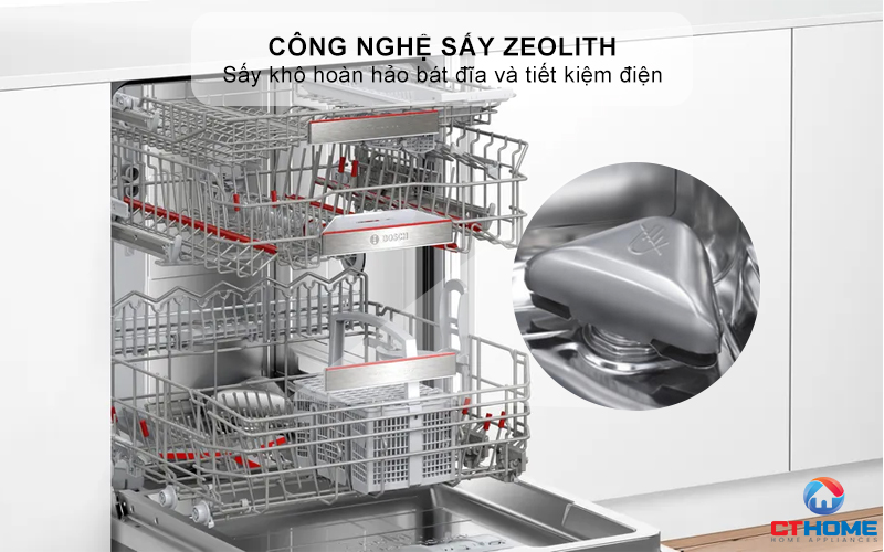 Công nghệ Zeolith mang đến khả năng sấy khô hoàn hảo và tiết kiệm điện năng