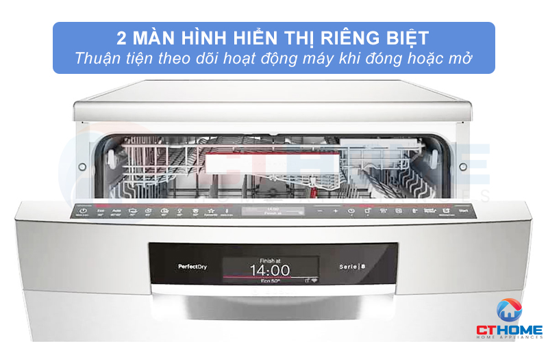 2 màn hình TFT hiển thị đầy đủ chương trình máy, cho bạn sự kiểm soát máy ngay cả khi đóng hoặc mở