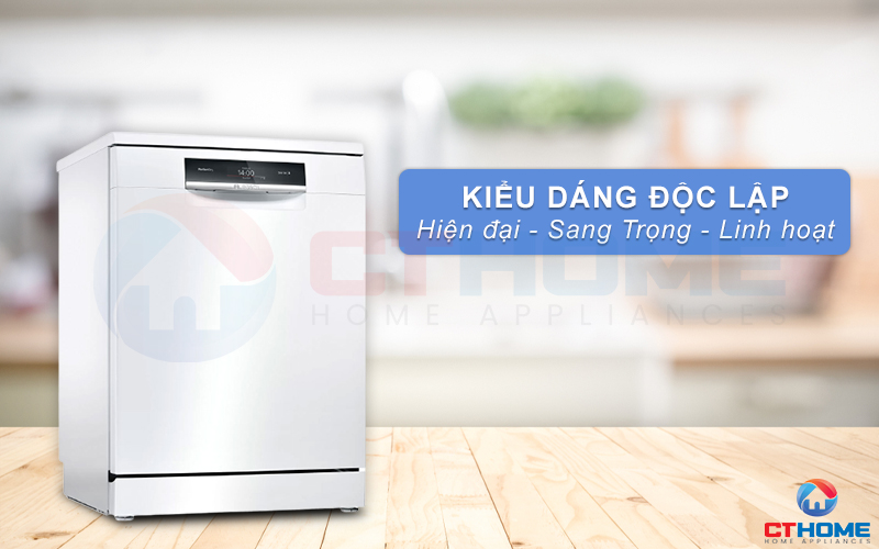 Máy rửa bát Bosch SMS8ZDW48M mang thiết kế độc lập mang đến sự linh hoạt và hiện đại