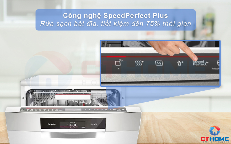 Tiết kiệm đến 75% thời gian rửa với tính năng SpeedPerfect Plus