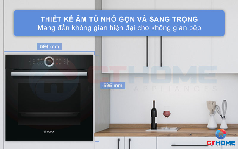 Lò nướng Bosch HBG633BB1 Serie 8 được thiết kế theo phong cách âm tủ