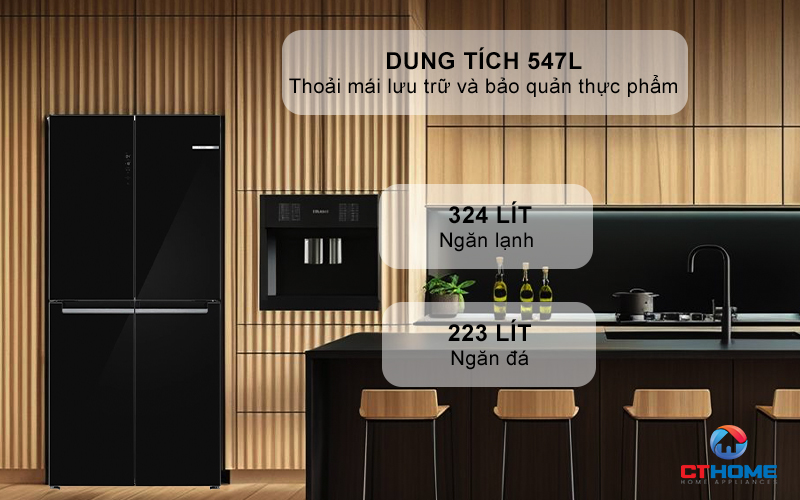 Dung tích 547L thoải mái đựng đồ