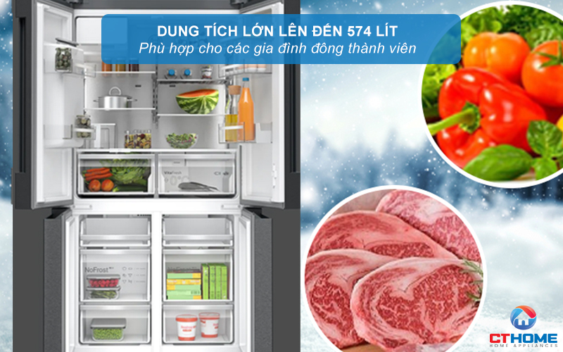 Dung tích 574 lít cho khả năng lưu trữ tối ưu