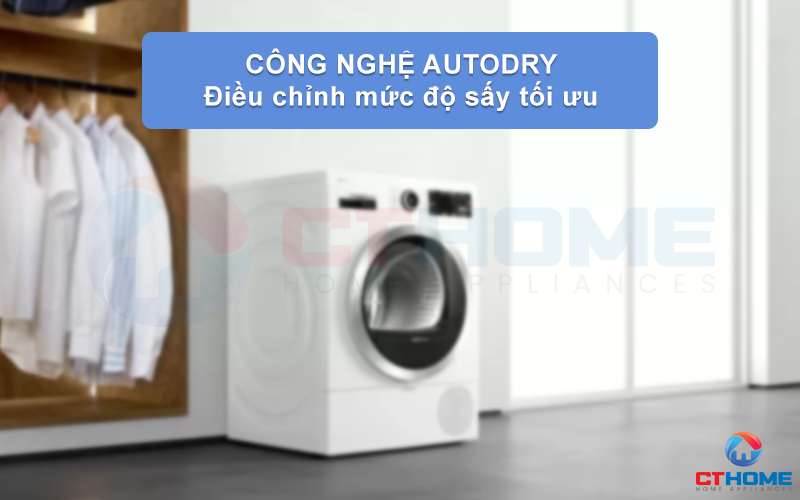 Công nghệ AutoDry sấy khô quần áo tối ưu hơn.