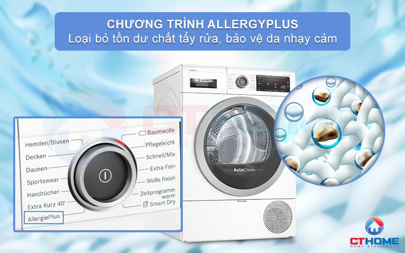 Tính năng sấy bảo vệ da nhạy cảm AllergyPlus.