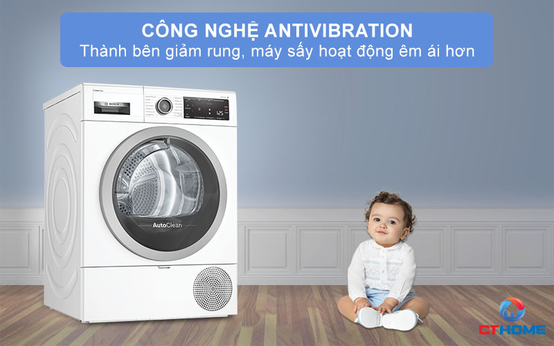 Công nghệ AntiVibration giúp thành bên máy sấy giảm rung hơn.