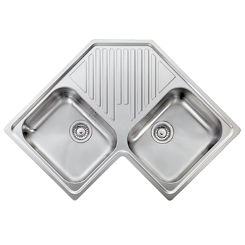 CHẬU RỬA GÓC 2 HỐ RỬA 1 BÀN CHỜ 011840 ILARIA BỀ MẶT MỊN