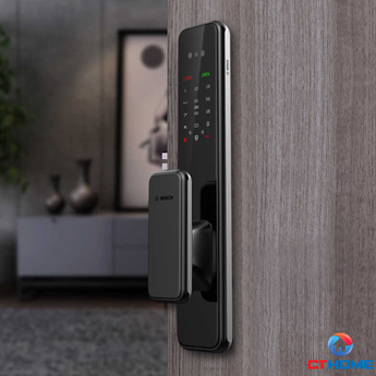 KHOÁ CỬA ĐIỆN TỬ BOSCH EL600 NHẬN DIỆN VÂN TAY MÀU ĐEN KẾT NỐI ĐIỆN THOẠI 